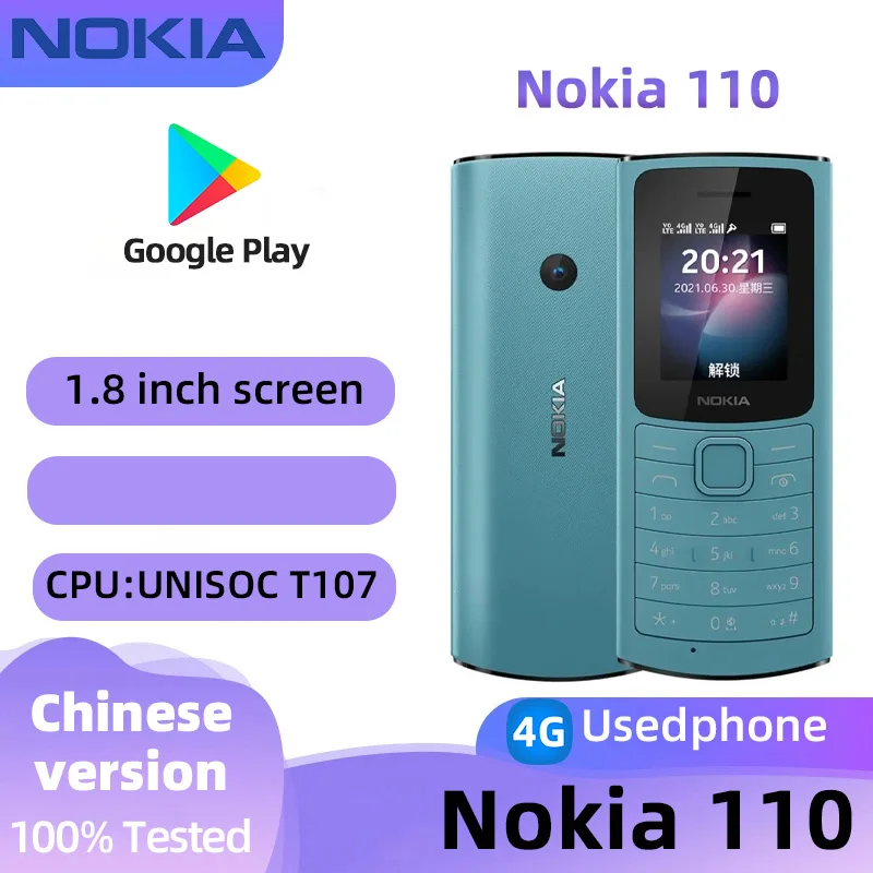 Nokia 110 4G 1.8inch Screen CPU UNISOC T107 Battery capacity 1020mAh original Good Condition used phone