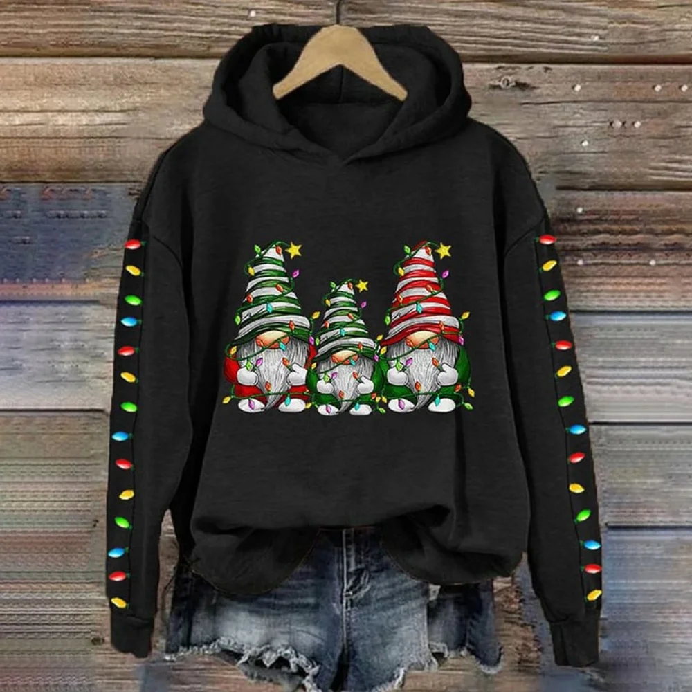 Sudadera con capucha de dibujos animados de Navidad para mujer, Sudadera con capucha de Primavera/otoño, ropa con estampado de alces, ropa informal de manga larga para fiesta del día de Navidad