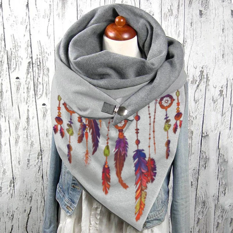 Colorful Feather Clip Style Scarf 3D All Over Printed Scarf and Shawl Warm for Women