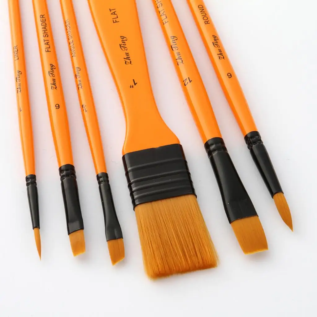 Professional Paint Brushes Set Nylon Hair Flat Round Pointed Tip Art Accessories for Watercolor Oil Acrylic Canvas Painting