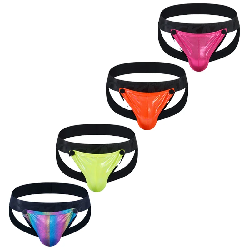 

JOCKMAIL sexy underwear for men thong new laser sparkling sexy gay jockstrap pack high-quality nylon bikini brazilian thong slip