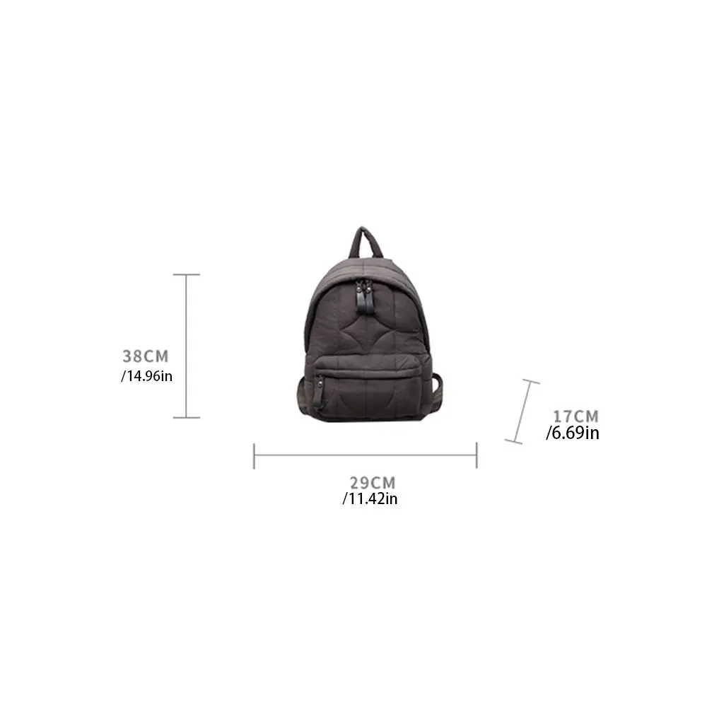Zaino con cappotto imbottito in tinta unita Borsa a tracolla in cotone spaziale in nylon nuvola Zaino per studenti pieghettato di grande capacità Streetwear