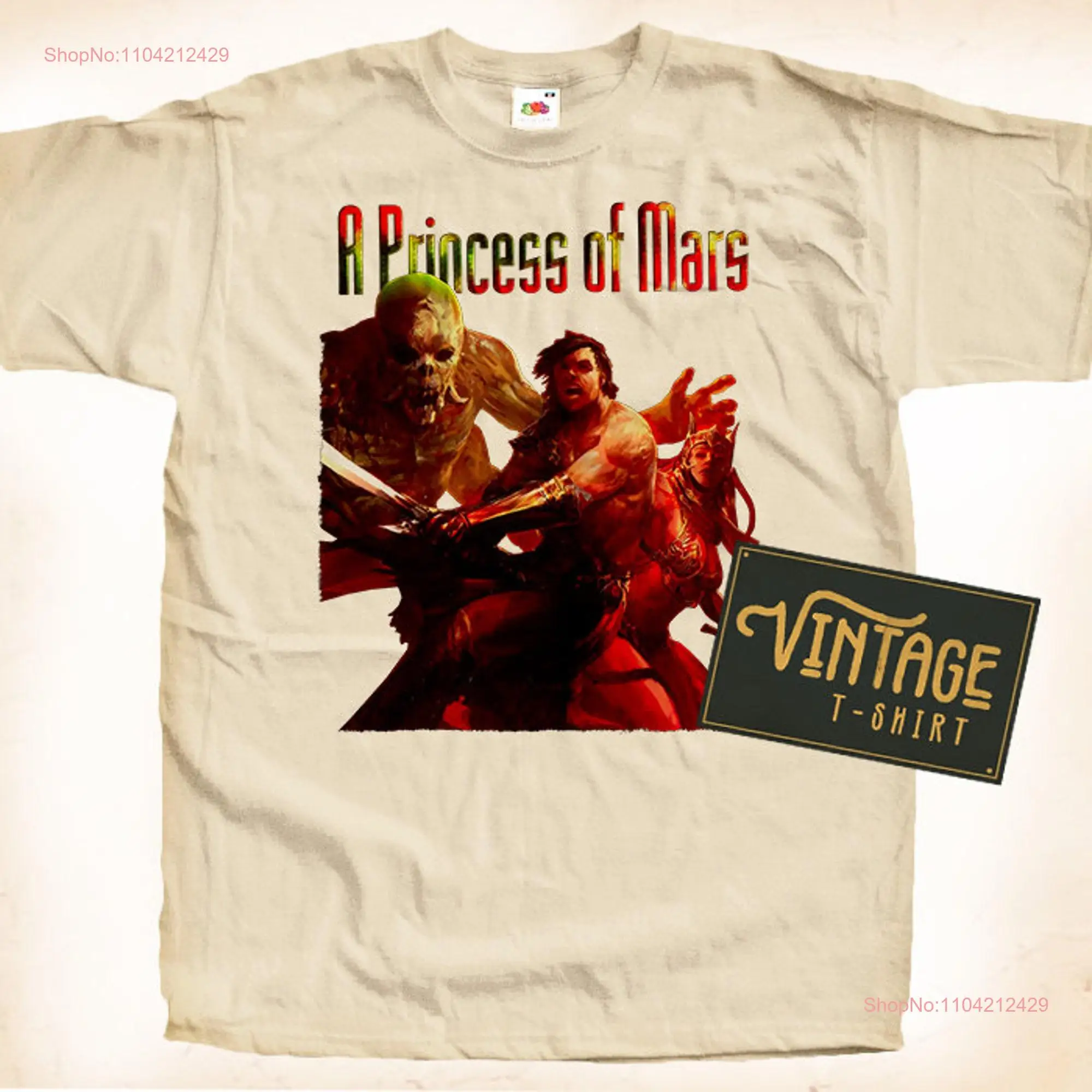 A Princess of Mars V10 T Shirt Vintage Natural color Men's DTG Digital Print SIZES S M L XL 2XL 3XL 4XL 5XL