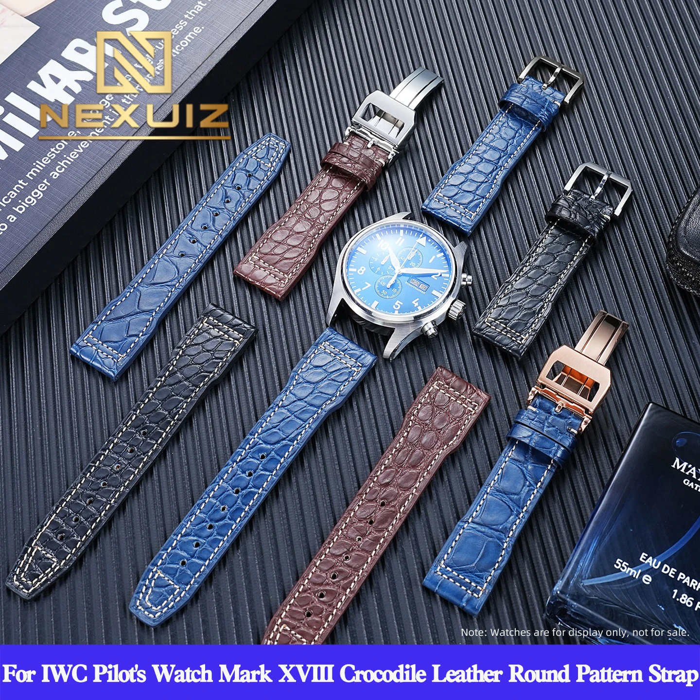 

High Quality Crocodile Leather Strap For IWC Portofino Pilot Little Prince Portugal Men Watch Strap Black Blue Brown 20 21 22mm