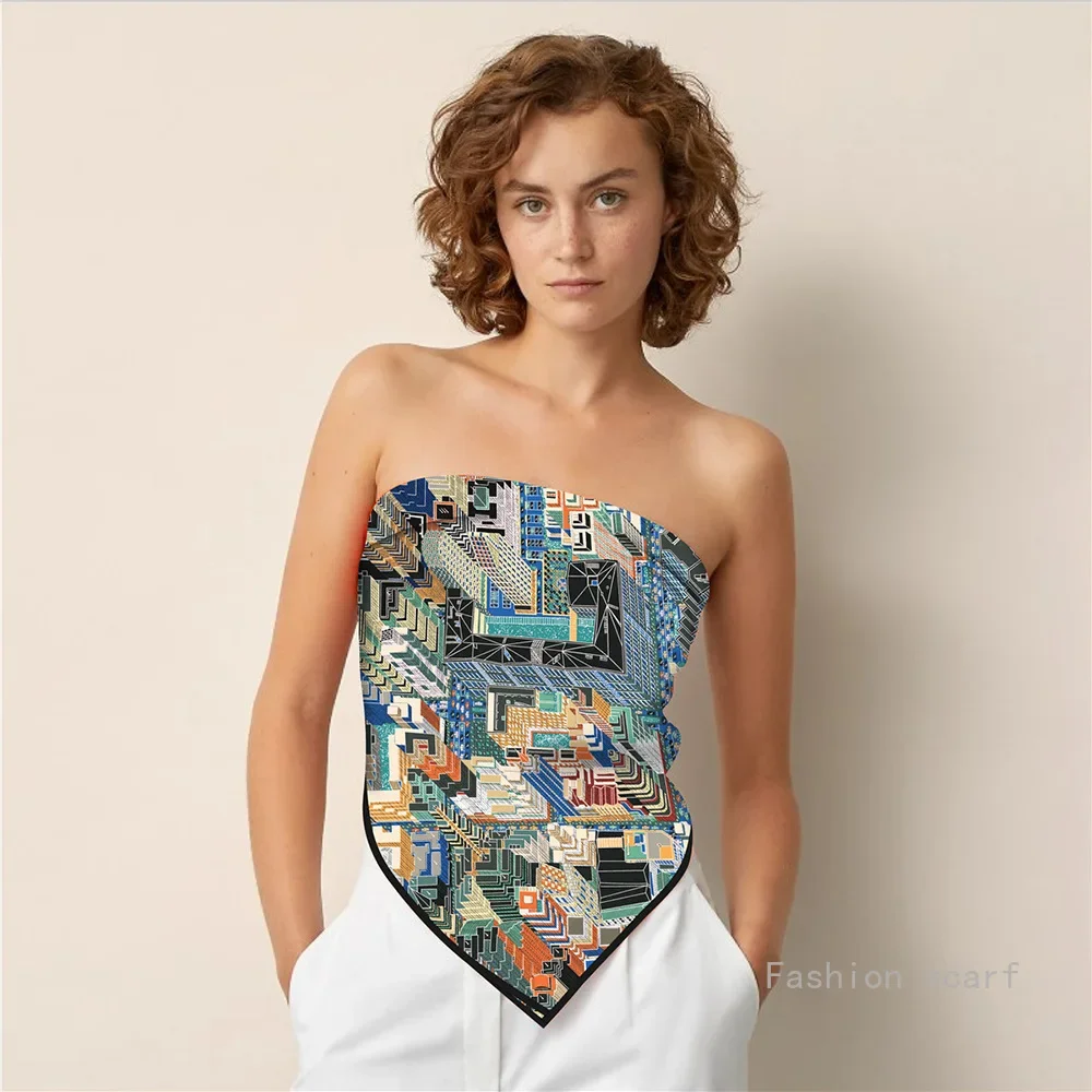 

90*90 см Элитный бренд шелковый квадратный шарф хиджаб женский бандана мягкие шарфы шейный платок женская шаль для волос повязка на голову новый Париж