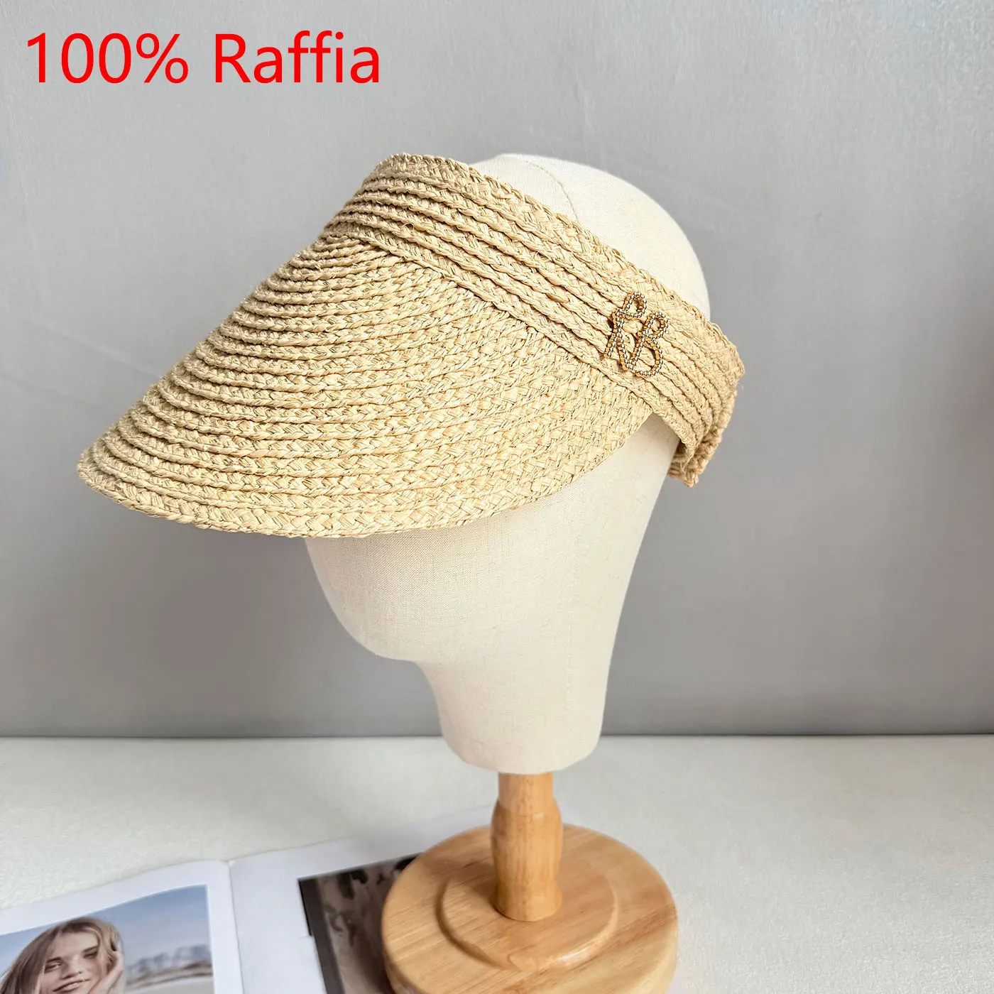 Fashion Sun Visor Raffia Hats Women Letter Decoration Adjustable Empty Top Baseball Caps for Travel Hiking Outdoor Sports Caps