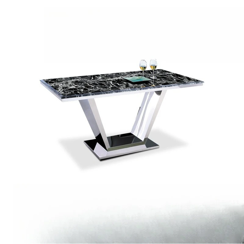 

Light luxury marble dining table Home restaurant High-end French European stainless steel