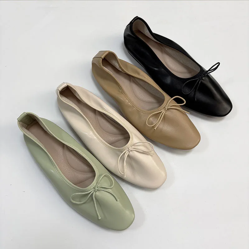 Plus Size 43 Modische Weiche Slip-On Schuhe für Damen, Lässige Ballerinas mit Schleifenknoten, Damen Tanzschuhe, Neu – Detail 3