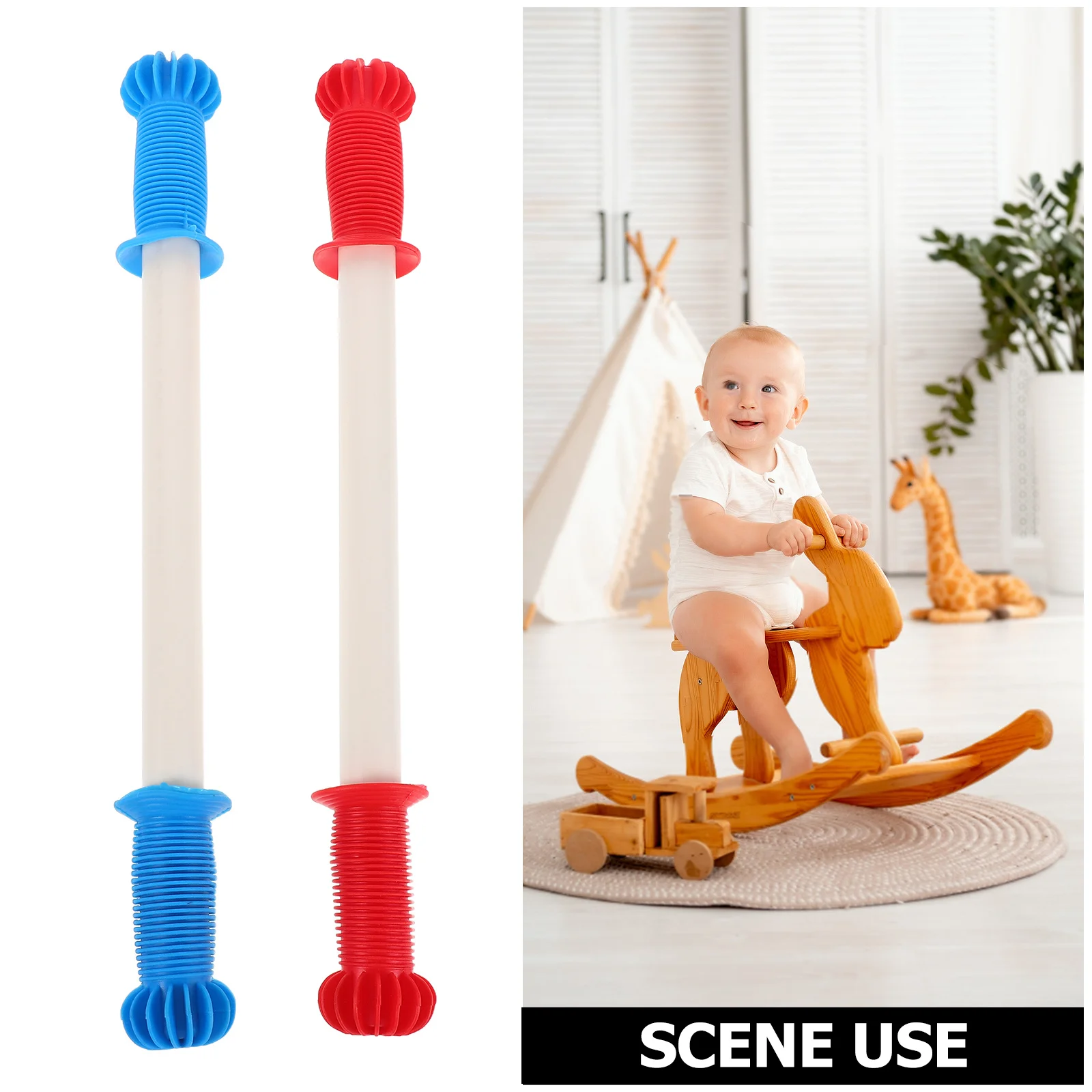 2 قطعة مقبض حصان هزاز قبضة ناعمة من البلاستيك بديل عالمي لملحقات ركوب عصا الخيل للأطفال مقابض خارجية