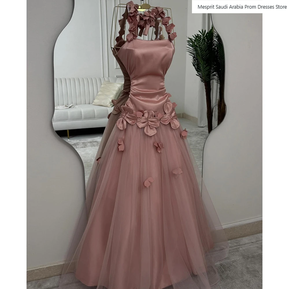 Robe de soirée trapèze pour femmes, longueur au sol, bretelles Spaghetti, sans manches, robe de bal, fleurs, drapée Simple, personnalisée