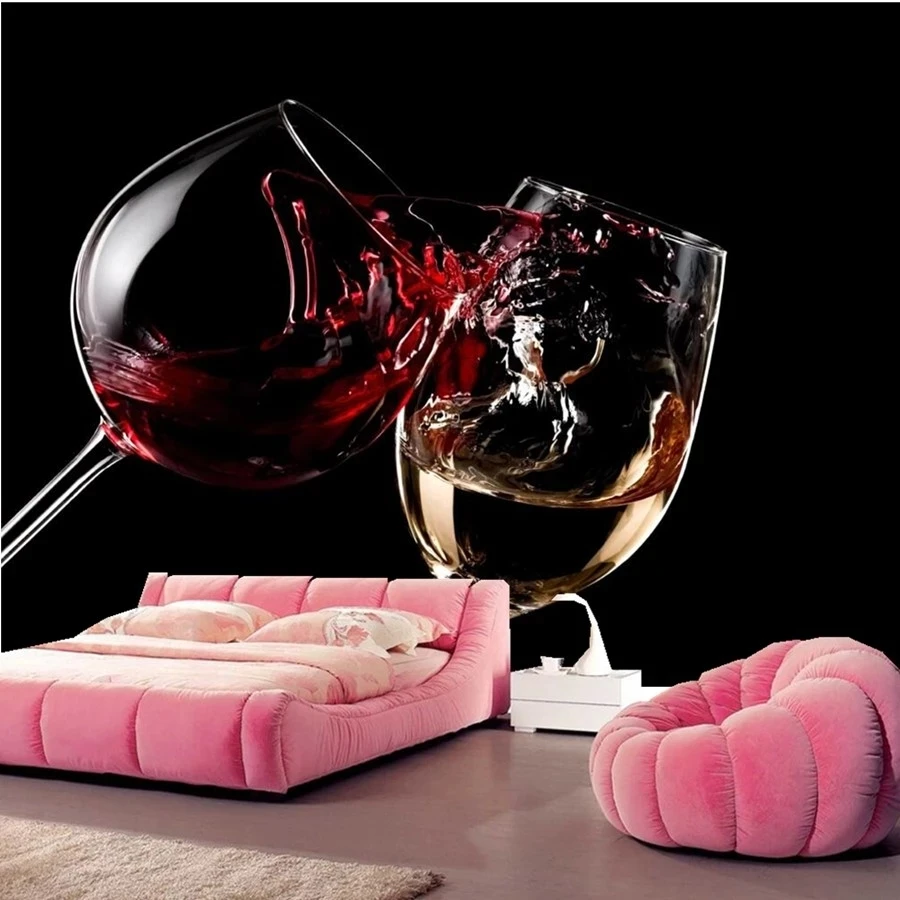 Custom Photo 3D Wine Stemware Food wallpaper dining room bedroom kitchen restaurant Mural red wine Living room background wall
