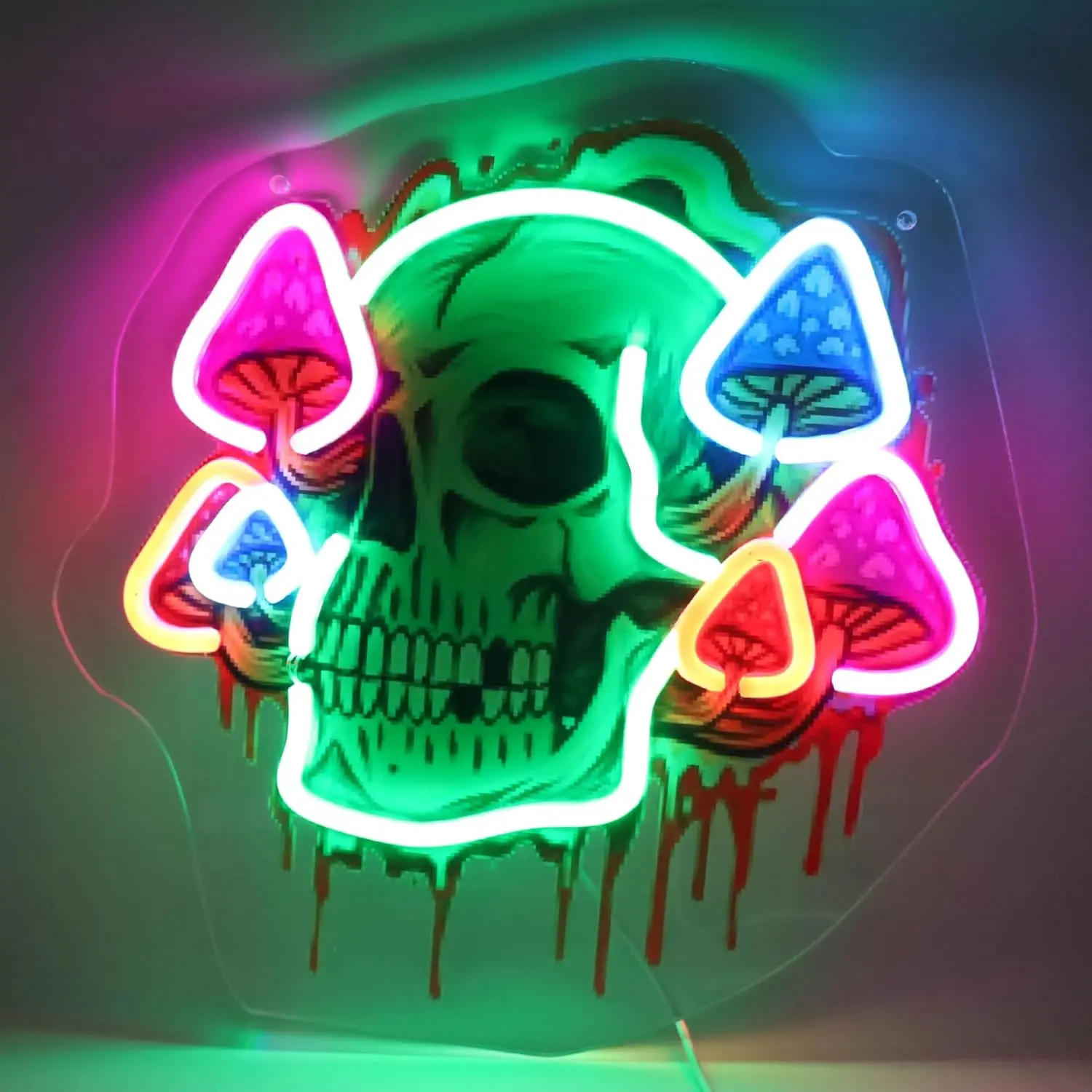 Skull Neon Sign USB Powered LED Neon Light for Bar Game Room Halloween Party Bedroom Decoration Birthday Gift Art Wall Light