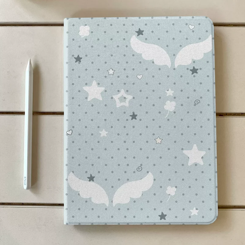 Simple White Angel Wings Stars Polka Dot For iPad Pro 13 11 M5 M4 M3 M2 Air 3 2 1 11th A16 12.9'' 10 9 8 5 Th Mini 7 6 5 4 Case