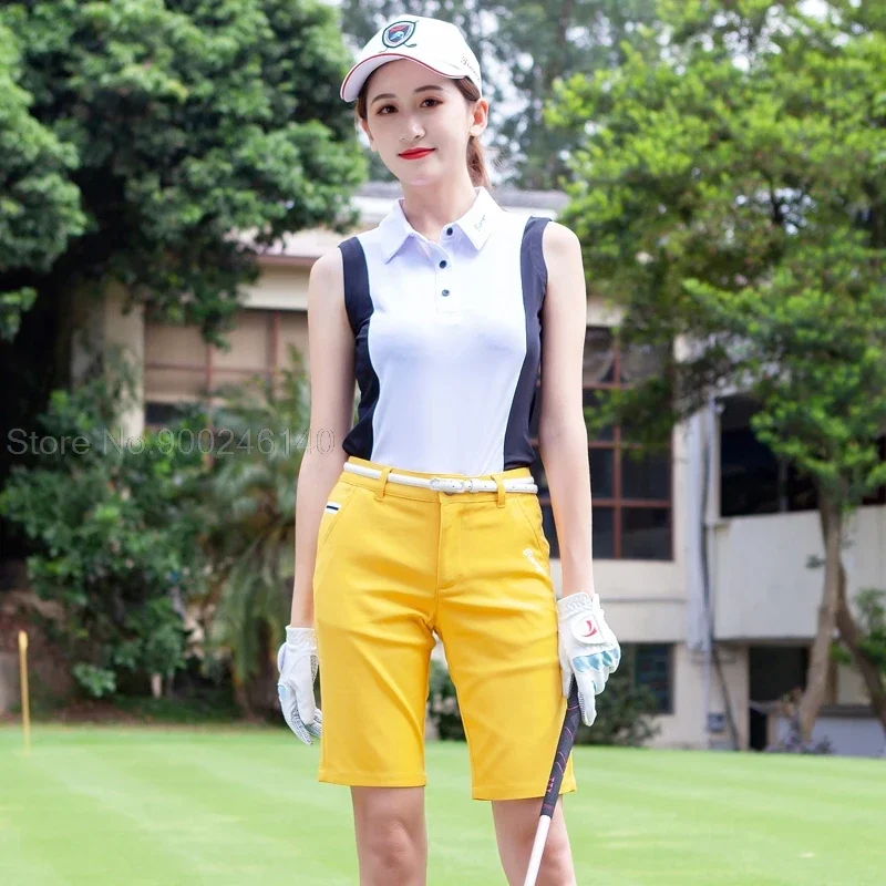 Stuur Belt! Vrouwen Golf Shorts Zomer Ademend Zachte Korte Broek Dames Elastische Outdoor Korte Broek Slim Fit Golf Kleding