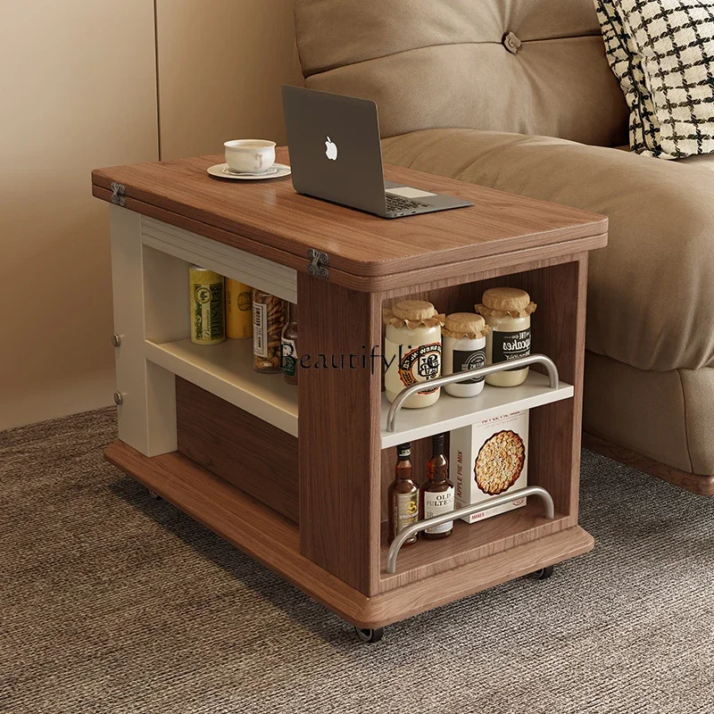 

Movable sofa side table Italian minimalist side cabinet trolley coffee table rack