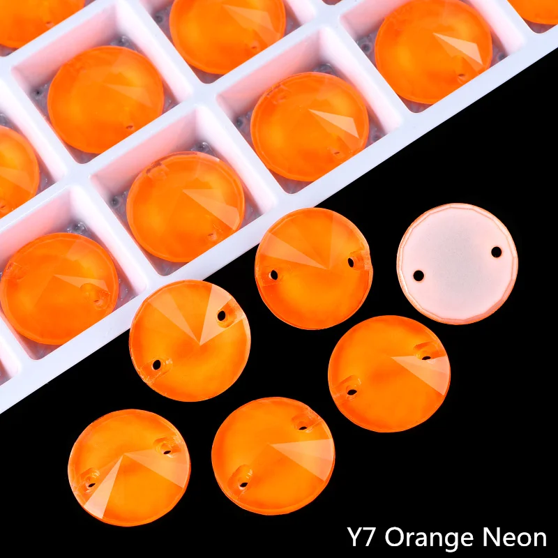 OLeeya K9 Glas Neon Rivoli Nähkristalle Strass mit abgeschrägten Kanten zum Aufnähen, flache Rückseite, für DIY-Kleidung und -Accessoires – Detail 5
