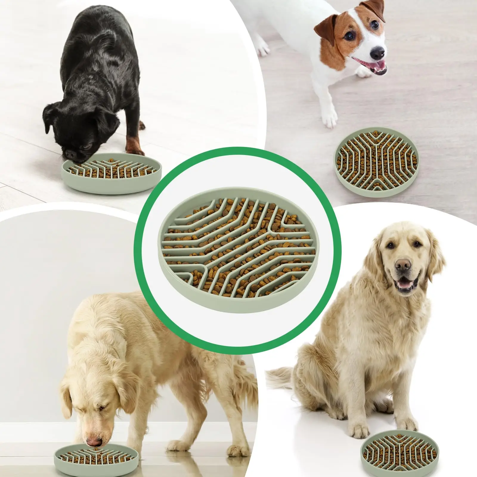 Slow Feeder Dog Bowls, Silicone Maze Food Bowl Feeders Dog Puzzle Lick Mat to Slow Down Eating for Medium to Small Dogs & Cats