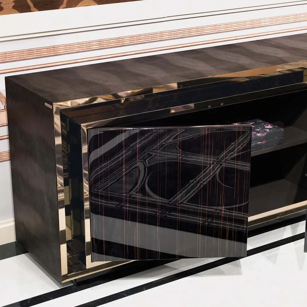 -Cabinet Living Room Modern Luxury Wooden Sideboard With Brass Living Room Sideboards Buffet Cabinet