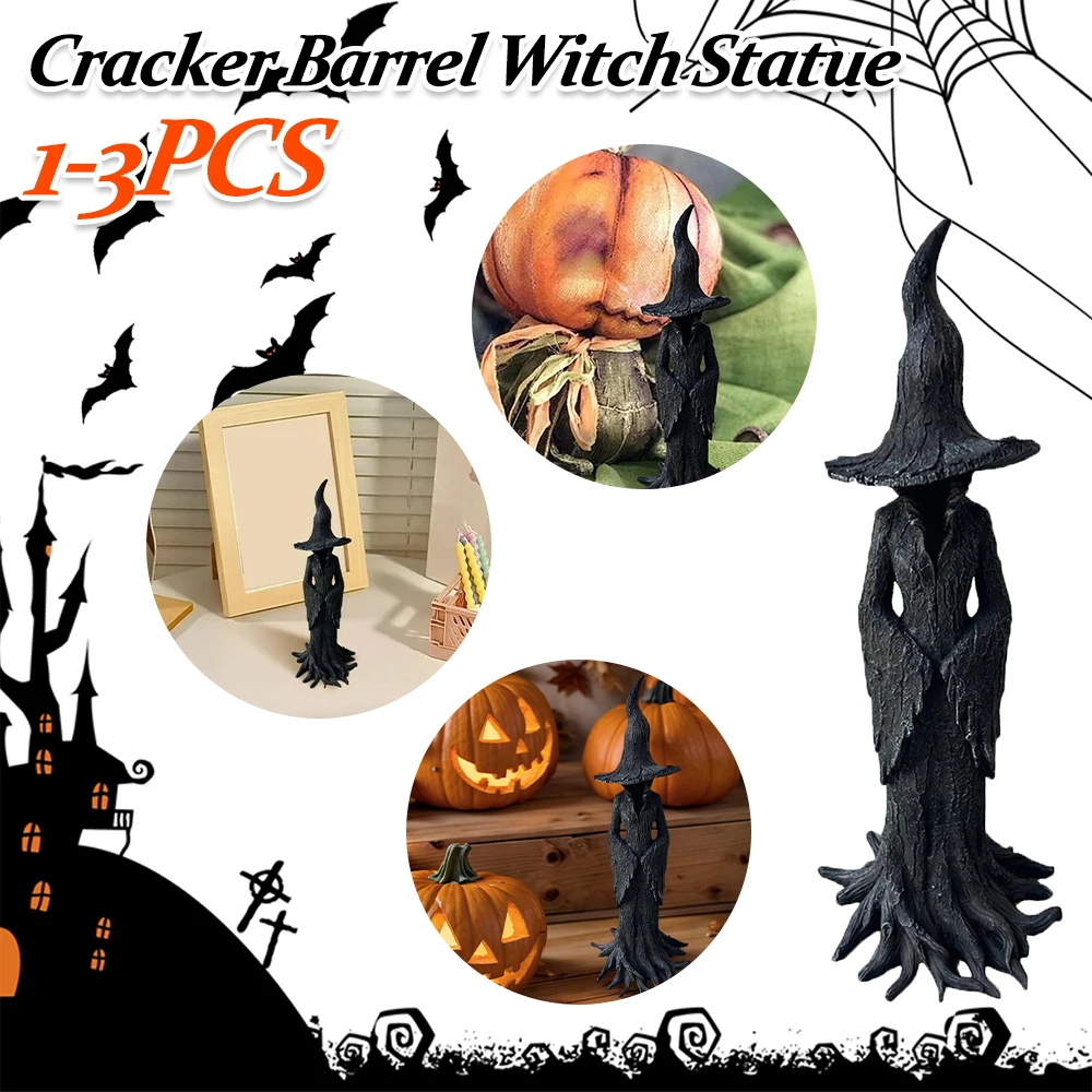 

Cracker Barrel Witch Statue Wear Resist Halloween Resin Figurine Multi-Purpose Dark Fantasy Ornament Home Decoration