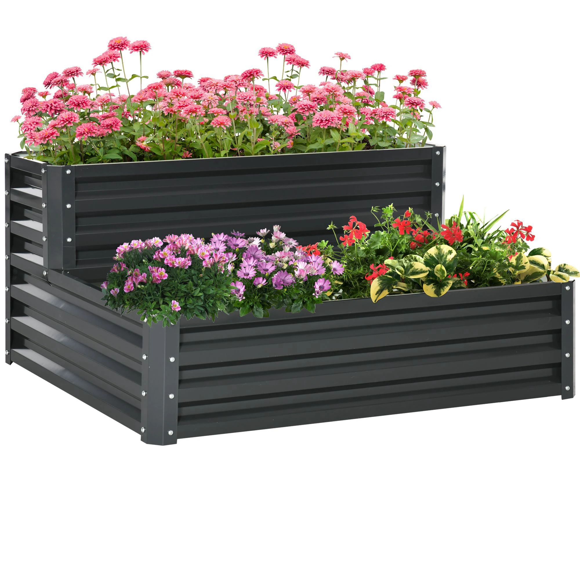 Outsunny Huerto Urbano de Acero 120x101x58 cm-Outsunny. Gris Oscuro