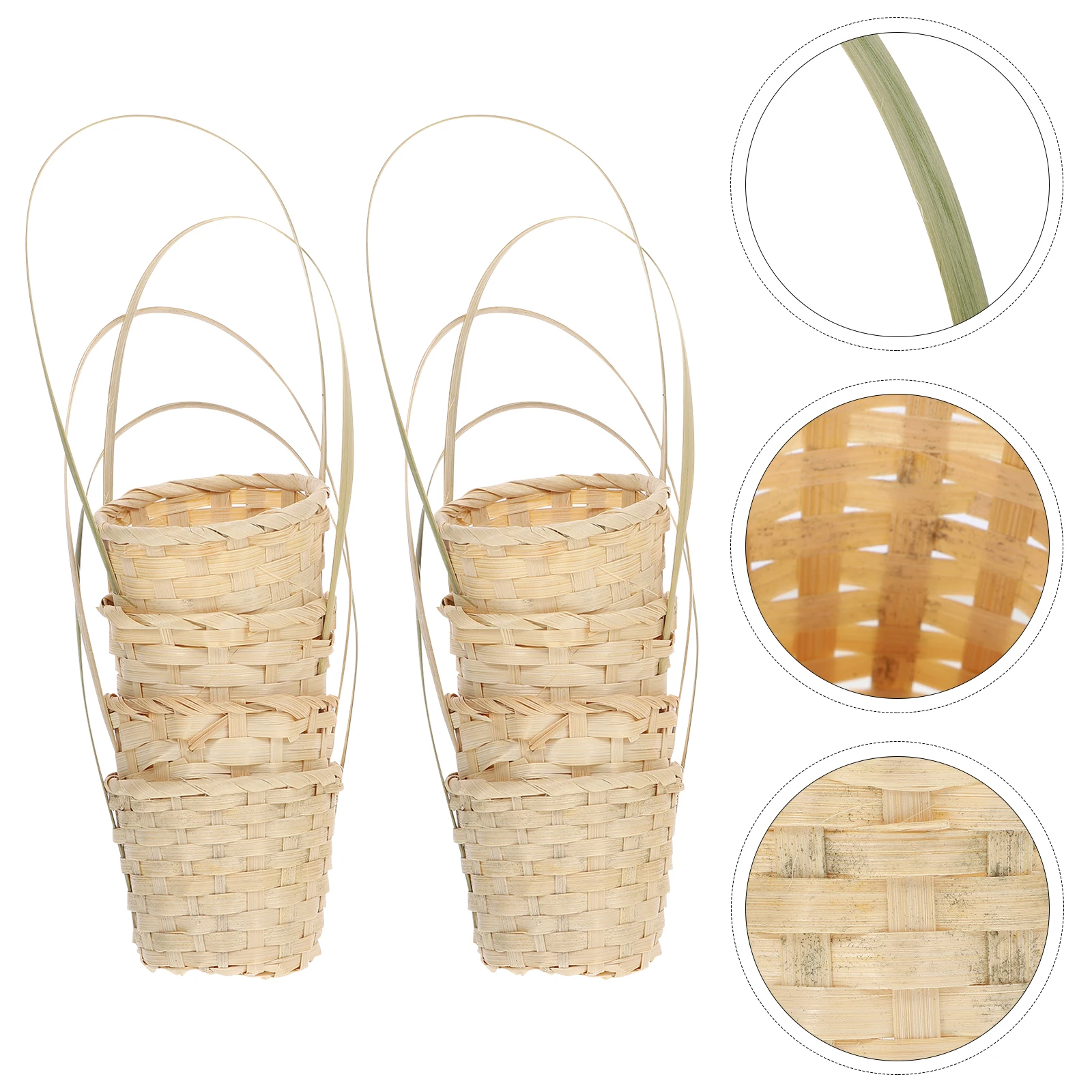 

8 Pcs Weaving Basket Small Bamboo Decorative Storage Fruit Vegetable Handmade Rural Style Picnic Flower Pot