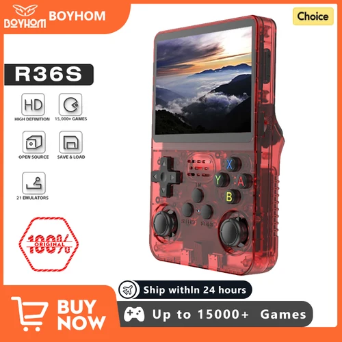 Nuevo rojo R36S 128GB consola de videojuegos portátil Retro sistema Linux pantalla IPS de 3,5 pulgadas bolsillo portátil 64GB juegos regalo para niños
