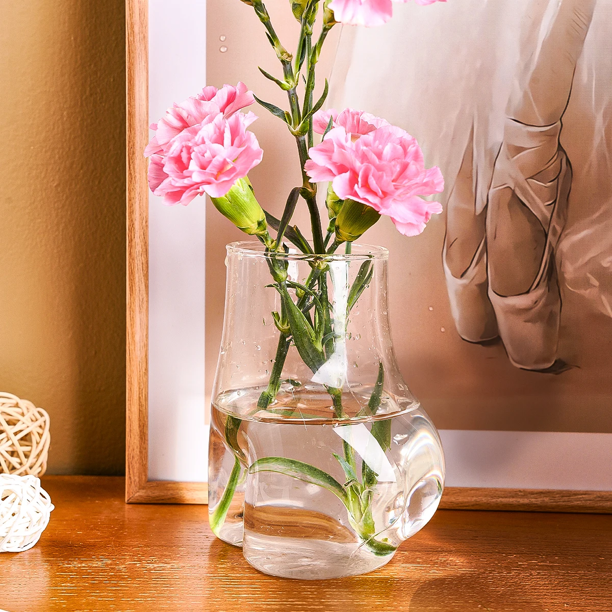 1 STÜCK, eine lustige und niedliche Bodenvase, eine künstlerische handgefertigte dekorative Glasvase, eine dekorative Desktop-Vase für zu Hause