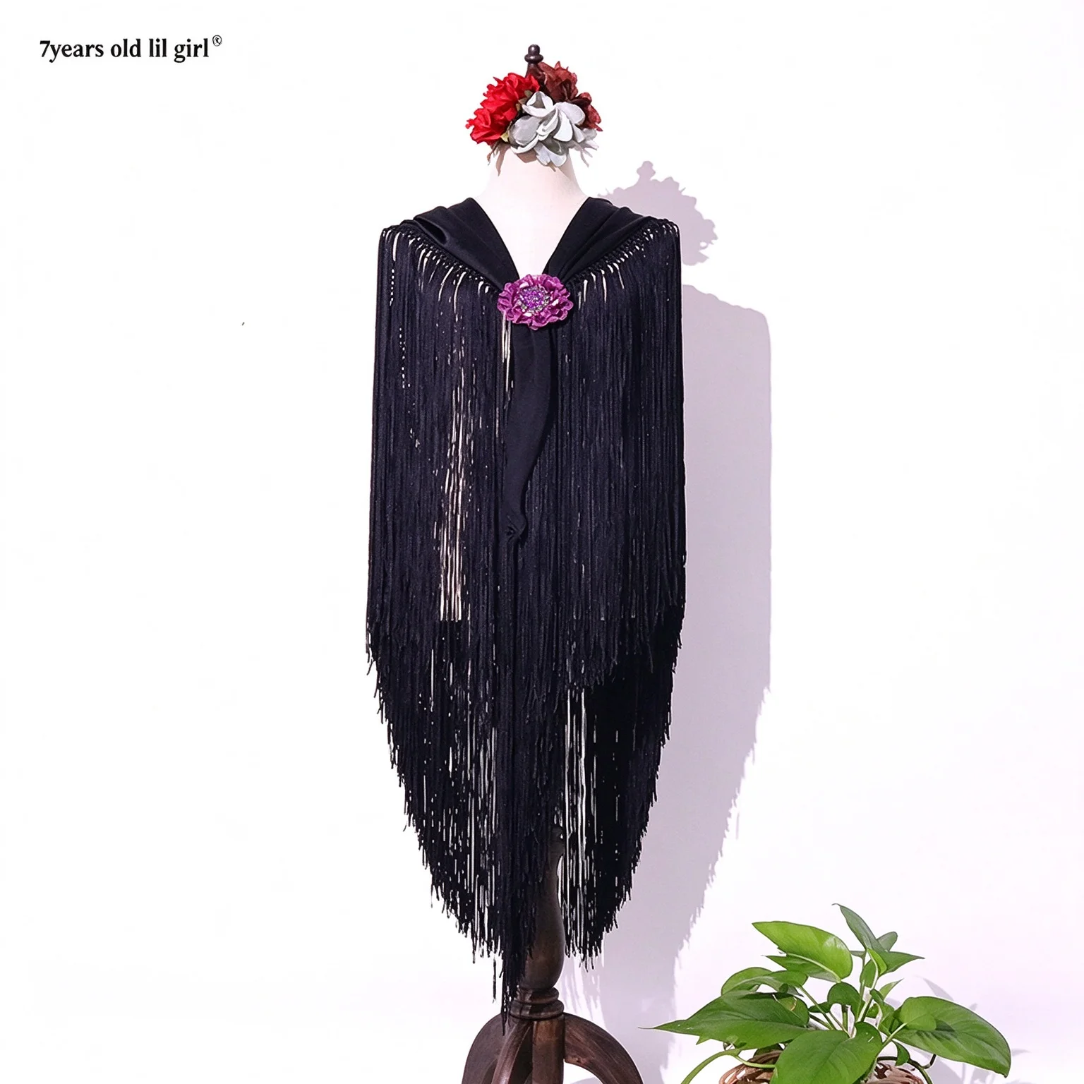 Nuevo Mantón de Flamenco, Chal Grande, Bufanda de Seda con Borlas, Mantón Bordado con Flores para Actuaciones