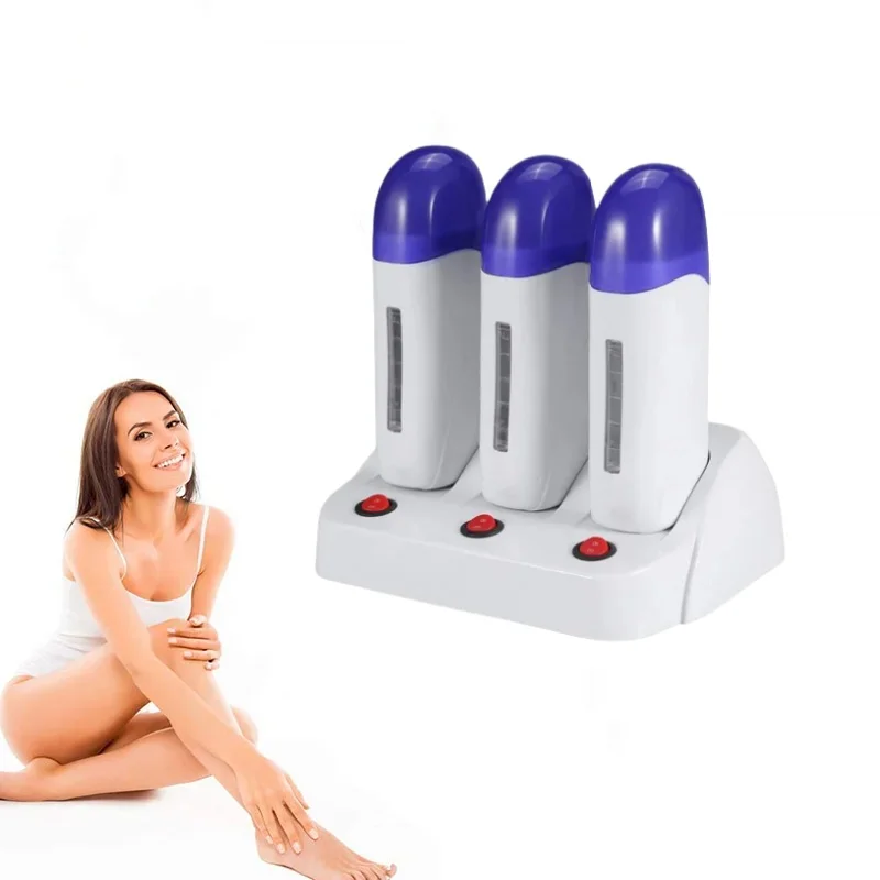 3 in 1 Depilatory Wax Heater Roll On Wax  Warmer Body Painless Hair Removal Wax-melt Roller Warmer Waxing Epilator Machine