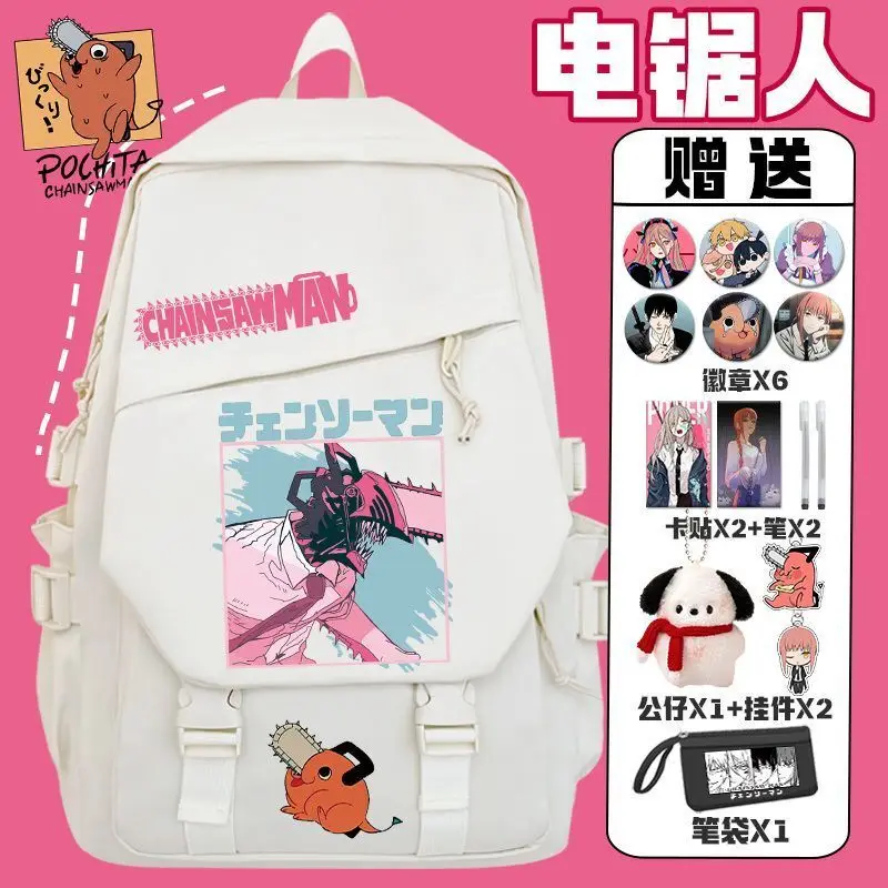 

Backpack For Girls Anime Elementary Students Middle School Boys Large Capacity Chainsaw Man Pawa Merchandise Double Shoulder Bag
