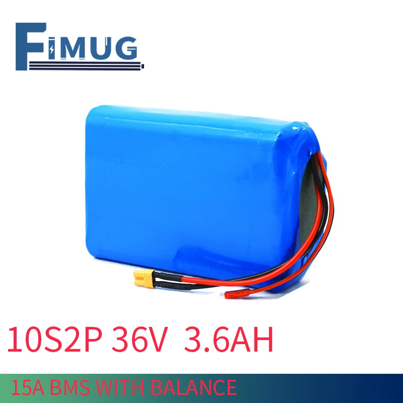 

FIMUG 36V 3.6AH-7Ah 10S2P 450Watt 42V18650 li-ion battery pack For electric scooter unicycle ebike m365 pro Extend range 15A BMS