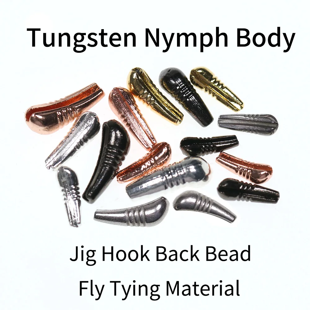 Bimoo 12pcs/bag XS S M L Tungsten Nymph Body Jig Hook Back  Beads Weighted Fly Tying Material Black Silver Copper Golden