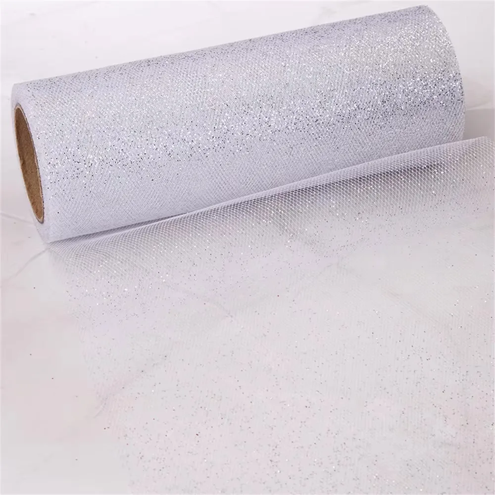 Fashion 50yard*15cm Gauze Sequin Mesh Fabric DIY Multiple Colors Tulle Rolls Glitter Sequin Netting Fabric Wedding Decor