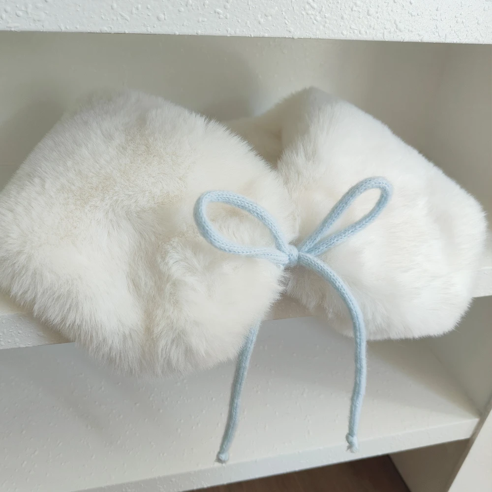 الكورية الفتيات بسيطة أفخم الأذن يفشل اليابانية Ins نمط الحلو فتاة الملحقات القوس وشاح دافئ لطيف تقليد أرنب الشعر وشاح