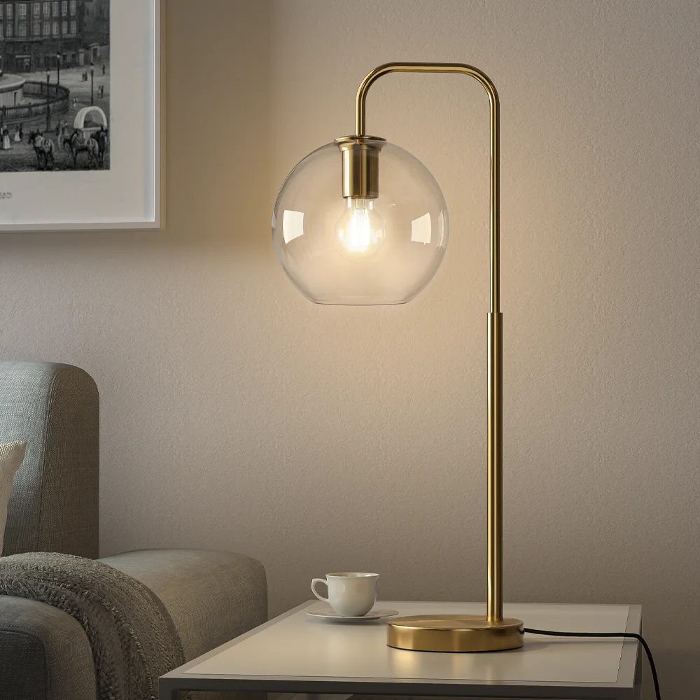 Gold Modern Arc Arm Table Lamp