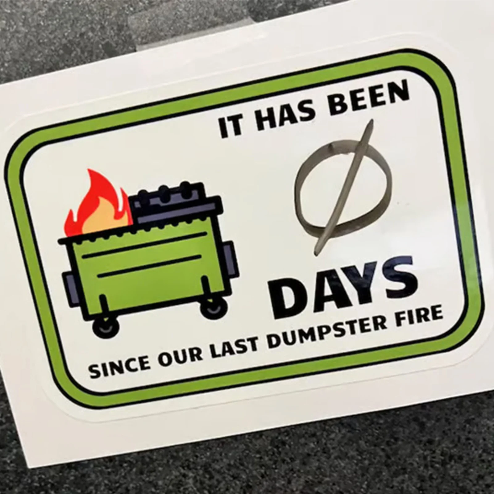 Dumpster Fire Day Count Sticker Monitor Waste Disposal Days Sticker Perfect for Homes Offices