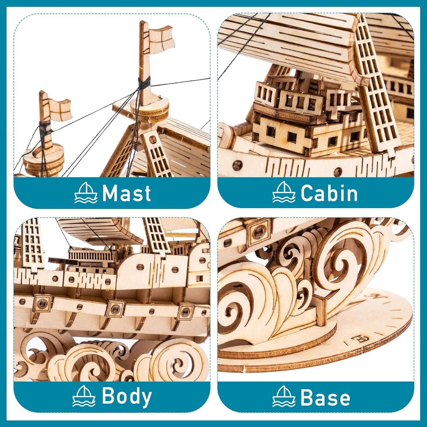 Robotime Vintage Wooden Watercraft Model Kit 3D Wooden Puzzle Best Gift Ideas for Adults Sailling Ship