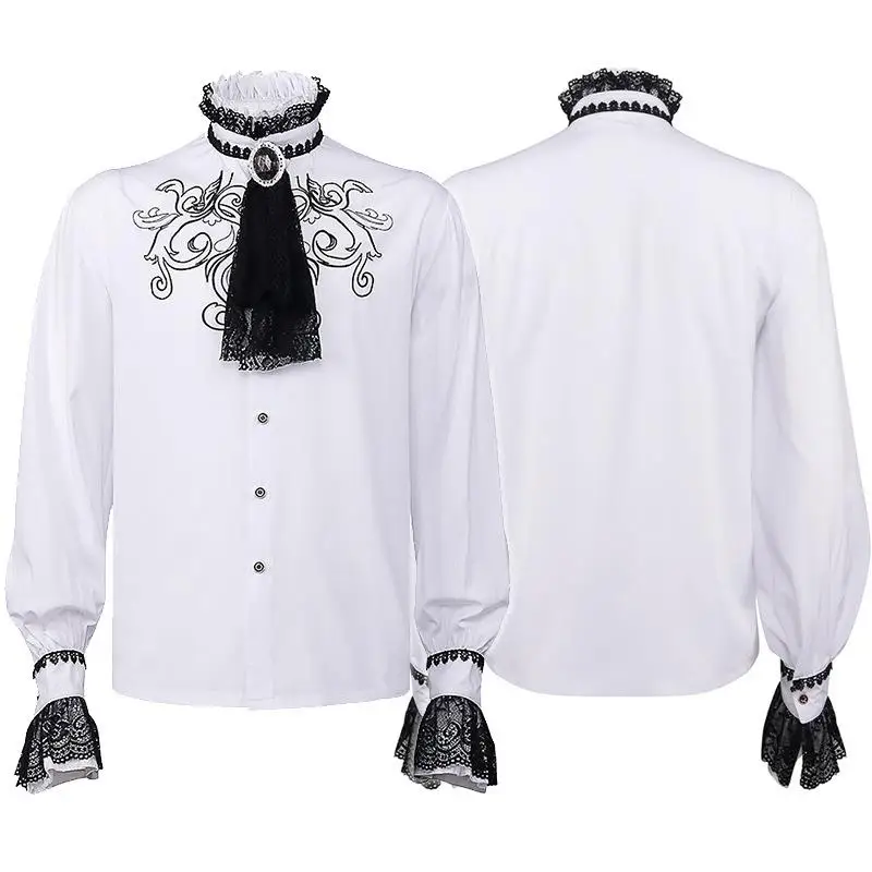 

Men's Medieval St Punk irt Inner Wear loween Costume Performance Clothes Gentleman Top Stage Outfit Autumn Spring