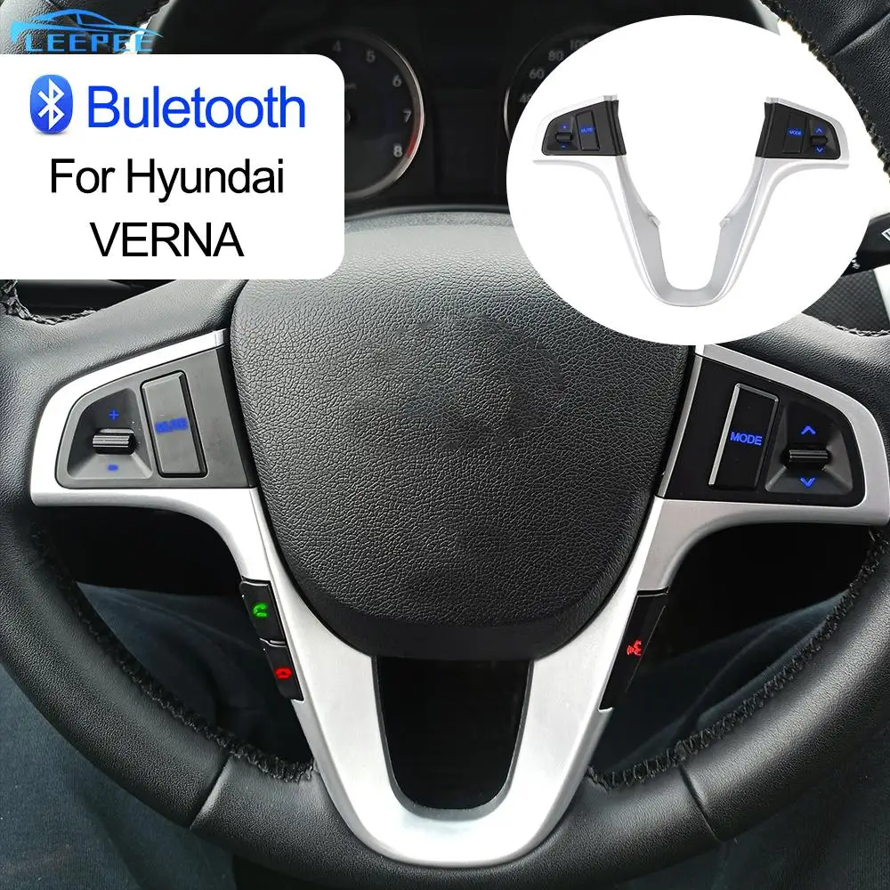 

Переключатель управления громкостью аудио и музыкой, Bluetooth, автомобильные аксессуары для Hyundai VERNA SOLARIS, кнопка рулевого колеса, Синяя подсветка