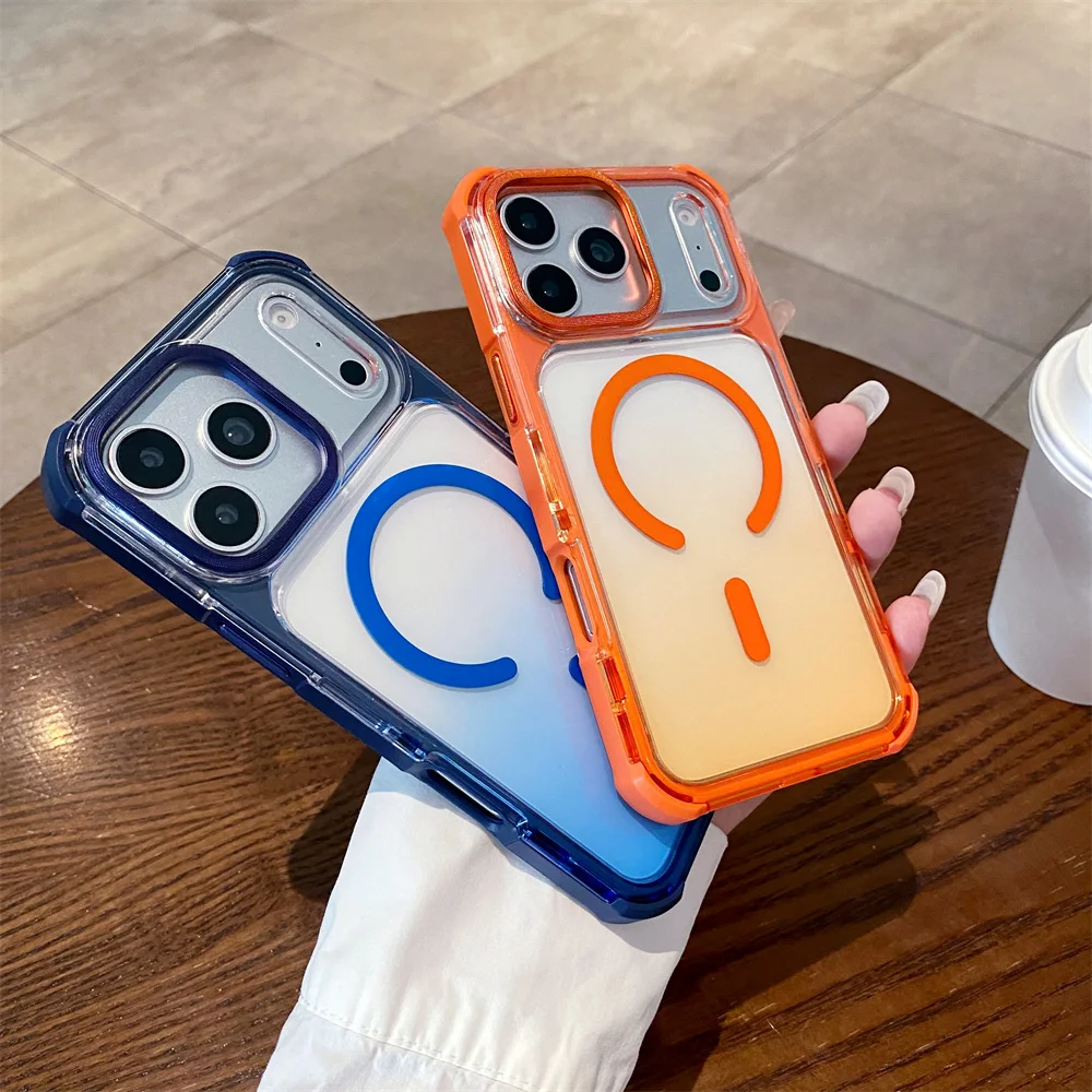 Прозрачный чехол с градиентным дизайном и магнитной зарядкой для iPhone 17 Pro Max, 16, 15, 14, 13, 12 Pro Max, 17 Air, 16 Plus