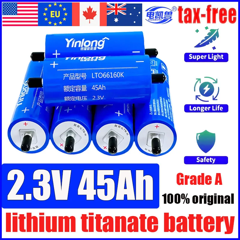 

6-48 шт. 100% оригинальный Yinlong 2,3 В 45 Ач LTO 66160 литий-титанатный аккумулятор DIY 12 В 24 В 48 В солнечное хранилище RV автомобильный аудио аккумулятор