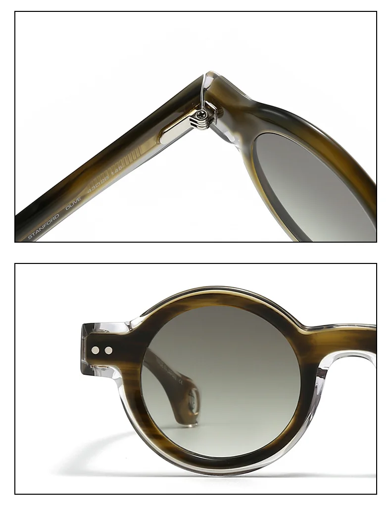 Belight Optical Round Shape Vintage Retro Acetate Men Women Cool Fashion Trendy Sunglasses With Case STANFORD