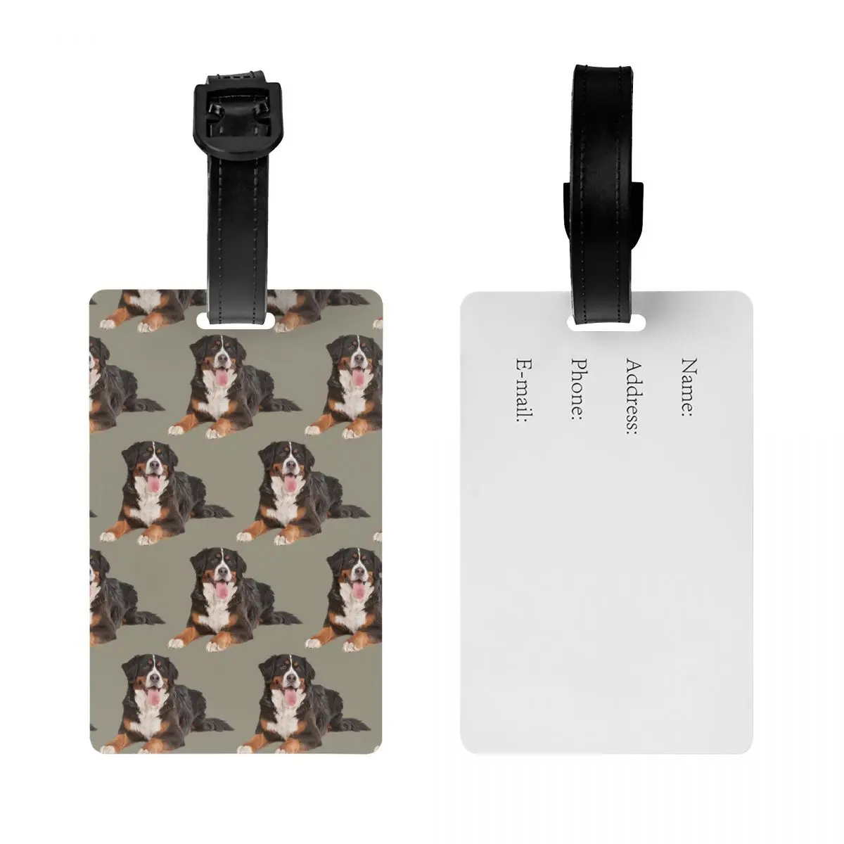 Custom Bernese Mountain Dog Luggage Tag With Name Card Privacy Cover ID Label for Travel Bag Suitcase