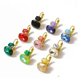 Anti Tarnish Ins Fashion 18k Gold Plated Stainless Steel Colorful Crystal Summer Earrings and Ring Set Fashion Jewelry