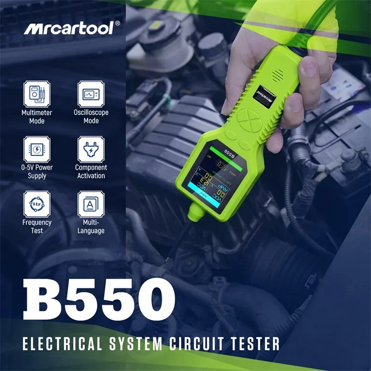 2026 سعر المصنع MRCARTOOL B550 12 فولت نظام السيارات أداة تشخيصية مسبار الطاقة سيارة جهاز فحص الدائرة الكهربائية