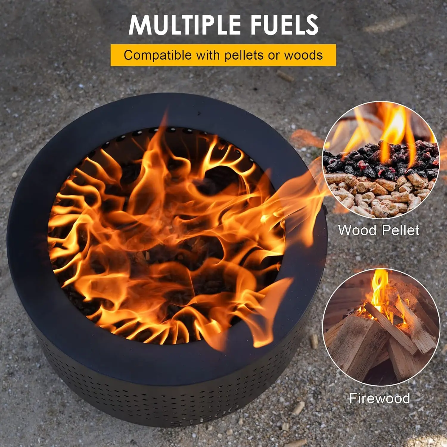 Smokeless Fire Pits for Outside with Portable Carrying Storage Bag, 20x14 Inch Firepits Outdoor Wood Burning, Low Smoke Outdoor