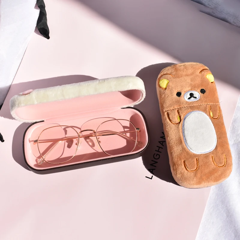 Cute Rilakkuma Plush Glasses Box Kawaii Glasses Case Cartoon Anime Eyeglass Case Organizer Spectacle Cases