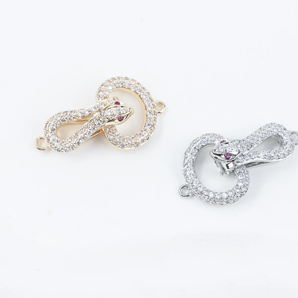 1 Piece Copper Gold-plated Zirconium Snake Head Pearl Bracelet Necklace Connection Buckle DIY Jewelry Making Material Accessorie