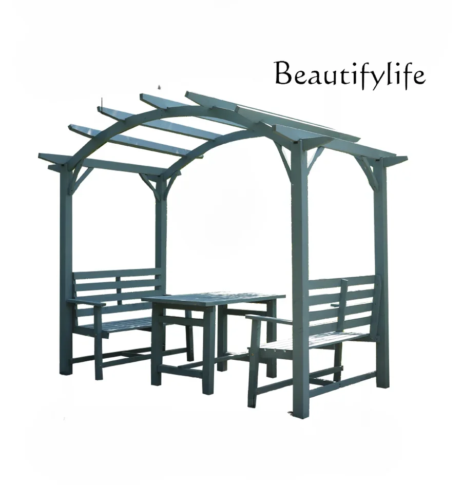 Preservative wood grape rack assembly Outdoor wooden flower stand Solid wood pavilion courtyard Villa climbing vine rack