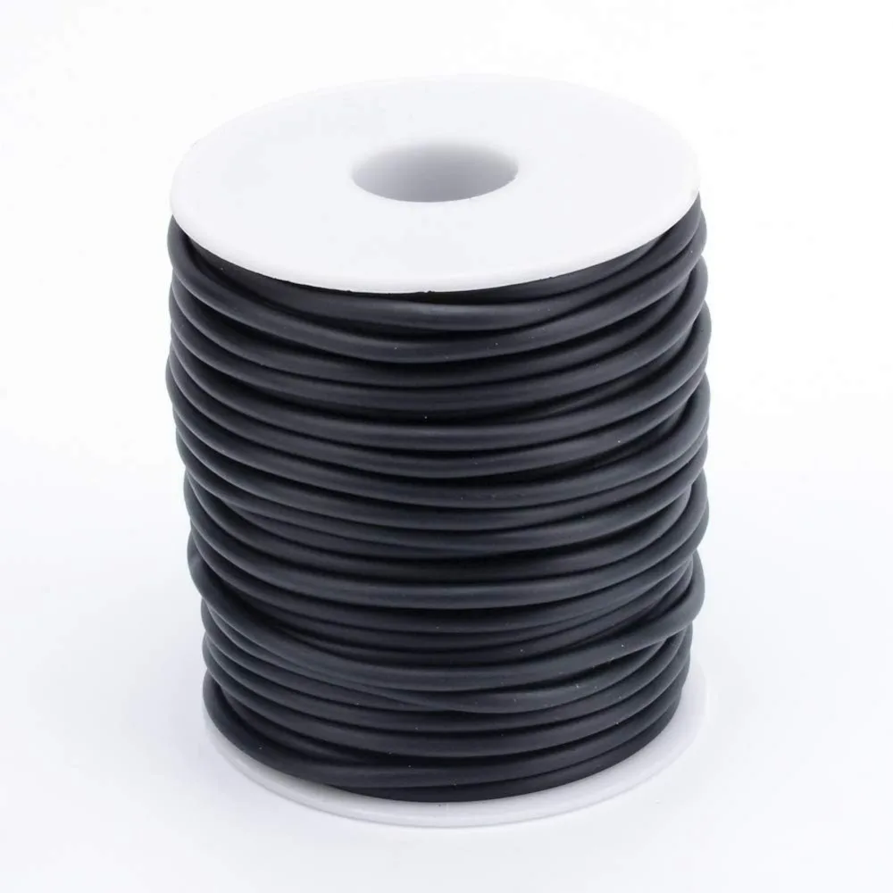 27.3 Yards 3mm Hollow Pipe PVC Tubular Rubber Cord with 1.5mm Hole Black Plastic Lacing Cord Tubing Knitting Barber
